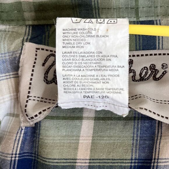 Wrangler Wrancher Green Blue Plaid Pearl Snap Long Sleeve Western Shirt Men XL - Picture 7 of 11